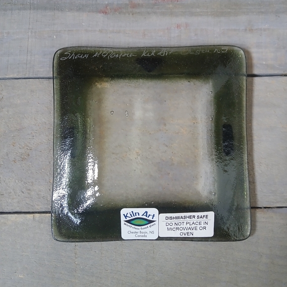Kiln Art Fused Glass & Dichroic Trinket Dish Tray Signed - Picture 7 of 15